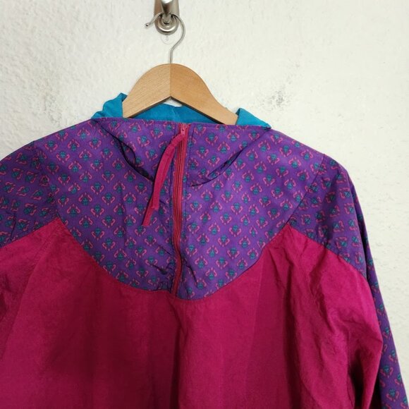 Duffel Sportswear Vintage Windbreaker Jacket Pink Purple Teal Women's Size Med - Picture 4 of 9